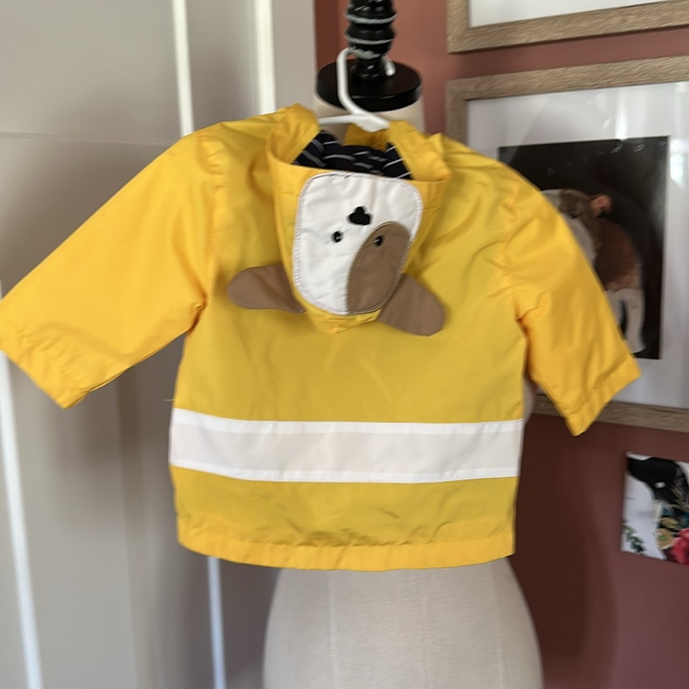 London Fog infant boys puppy yellow zip front 3-6 mo hoodie polyester raincoat - Picture 6 of 12